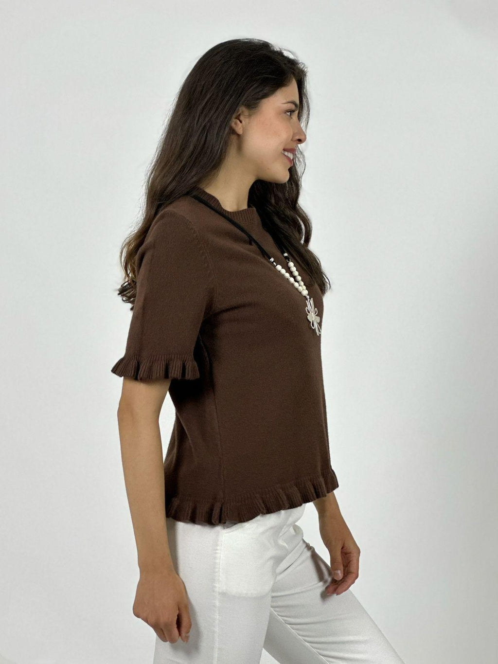 Sweater Spandex Manga Corta con Vuelos