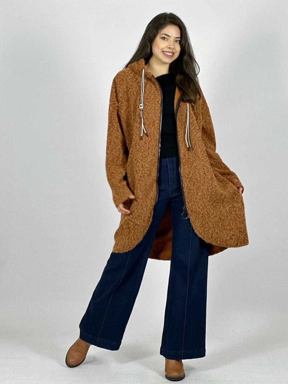 Abrigo Lana Italiano Peludito con Cierre