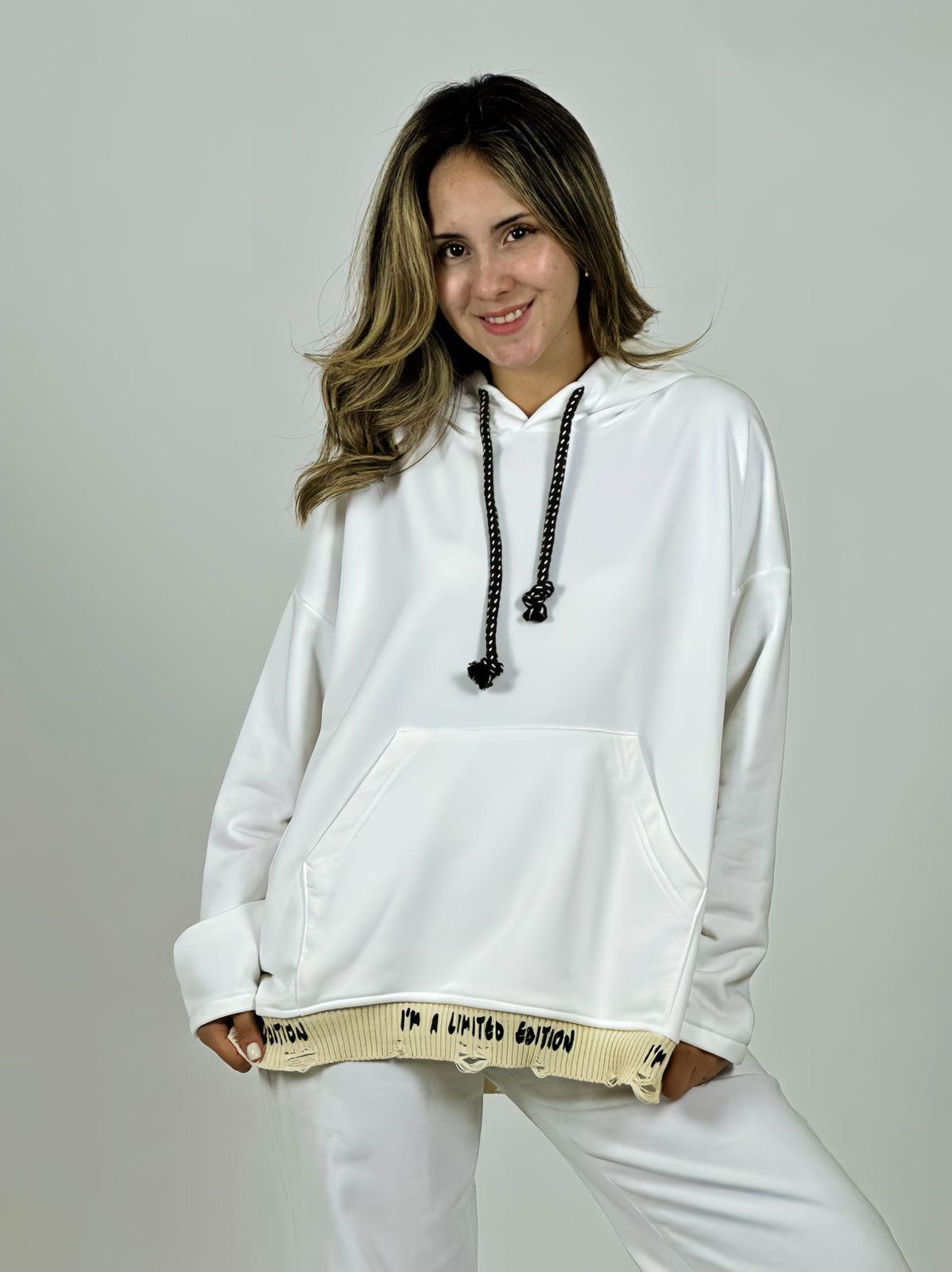 Polerón Italiano Algodón Afranelado Borde Letras