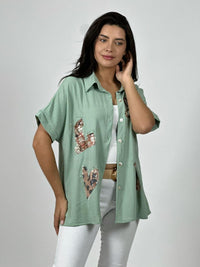 Blusa Crepé Love Print Chic con Brillos