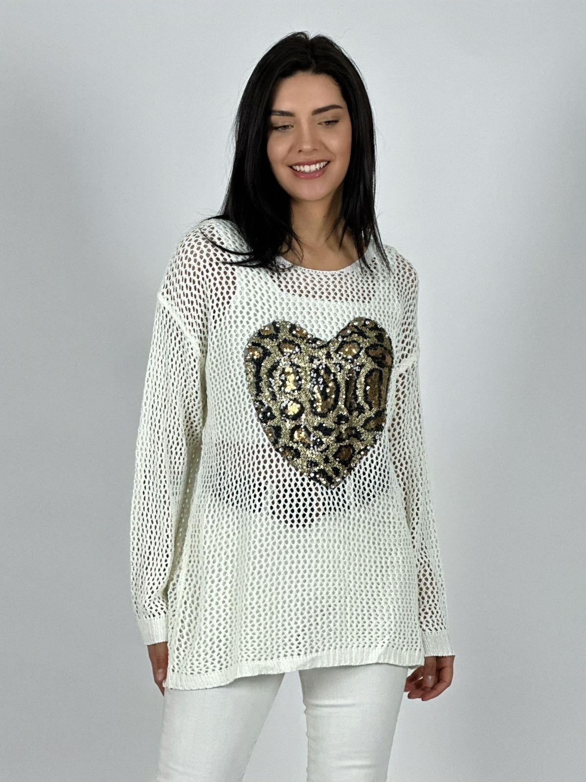 Polera Hilo Broderi Corazón Print