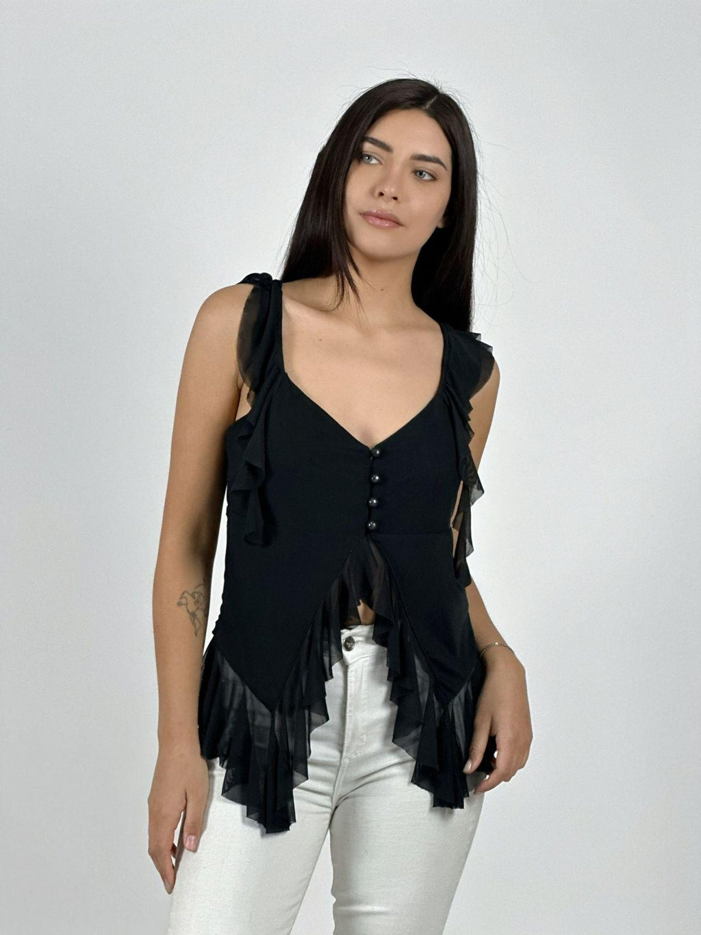 Polera Boho Abotonada con Vuelos
