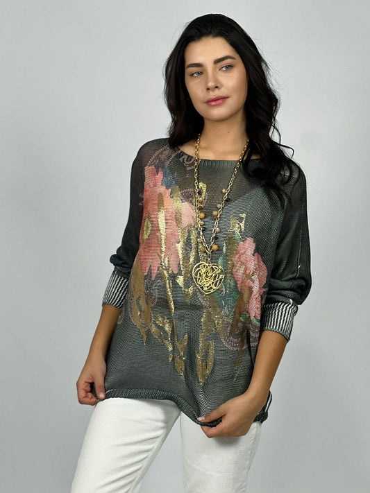 Sweater Italiano Flores Estampados