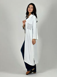 Blusón Camisero Tela Cey Con Detalles Brillantes