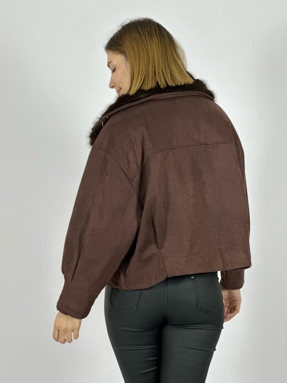 Chaqueta Gamuza Acolchada Cuello Peludo