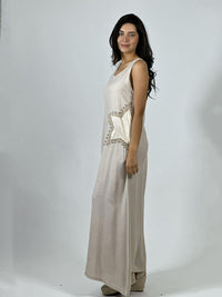 Vestido Lino Estrellas Tejidas con Brillos