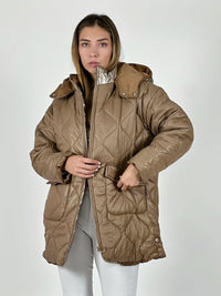 Parka con Capucha Cuello Metalizado