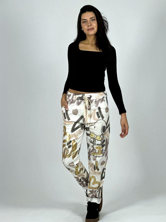Jogger Italiano Estampado Corazones Snoopy