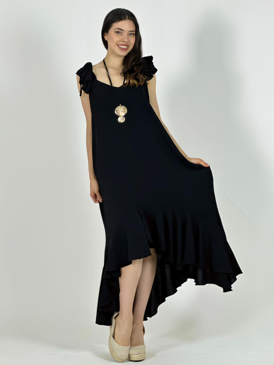 Vestido Cey Asimetrico Tiras con Vuelos