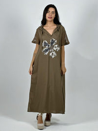 Vestido Largo Crepé Flor Brillos