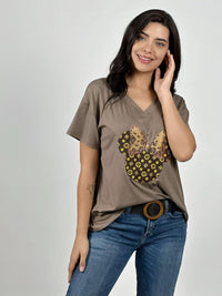 Polera Algodón Minnie Moño con Brillos