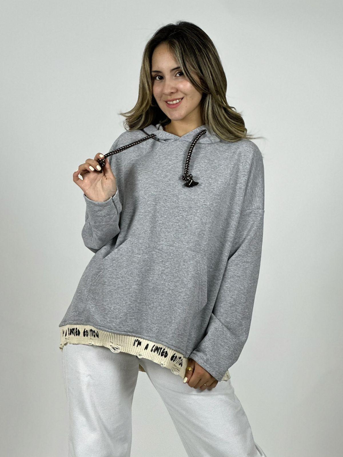 Polerón Italiano Algodón Afranelado Borde Letras