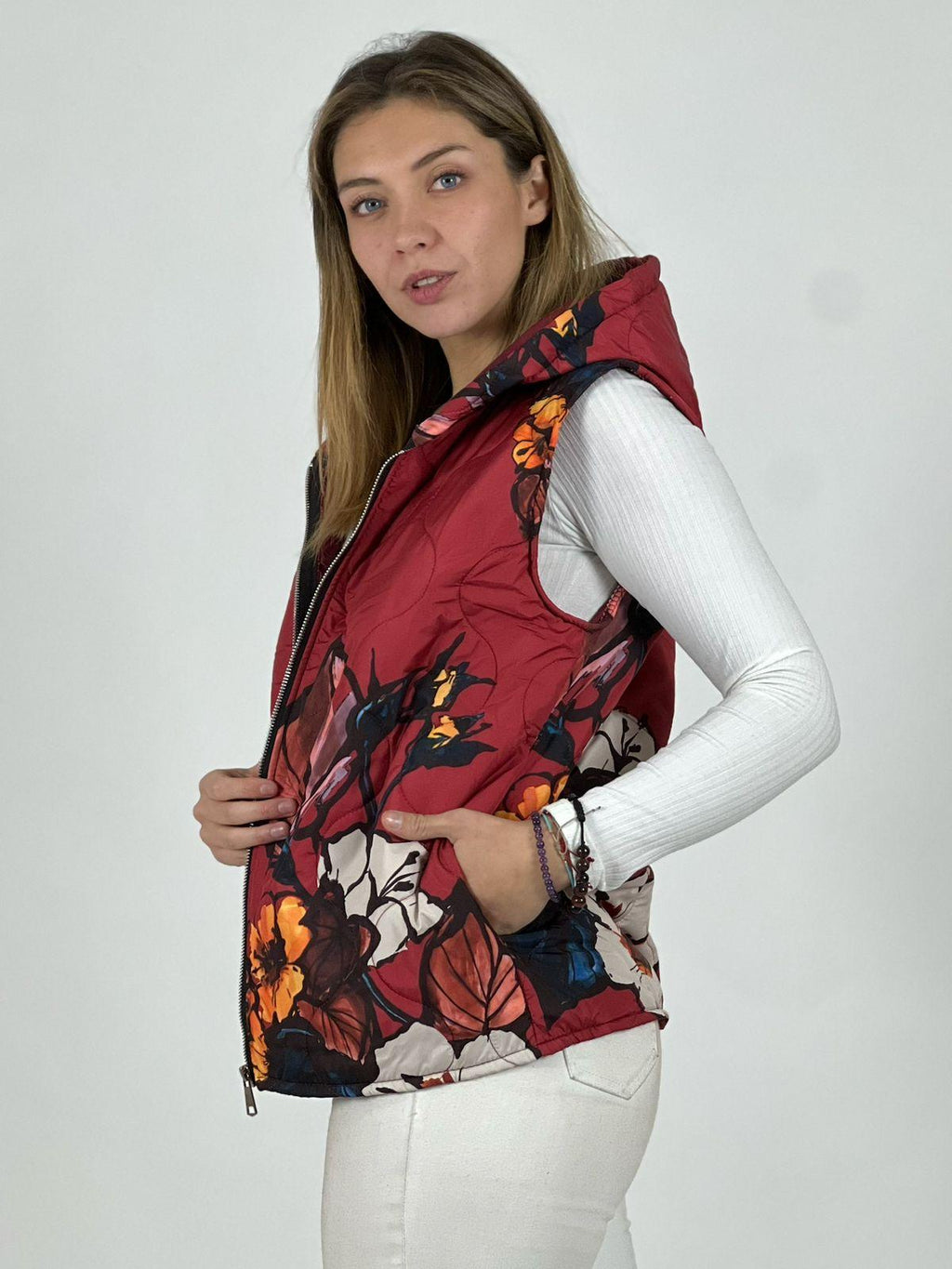 Parka Italiana Corta Estampado Flores