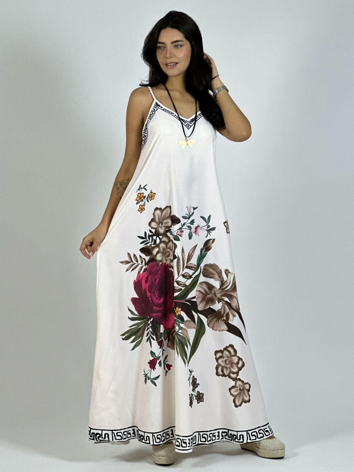 Vestido Satín Con Flores