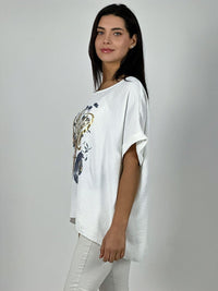 Polera Algodón Love Corazón Brillante