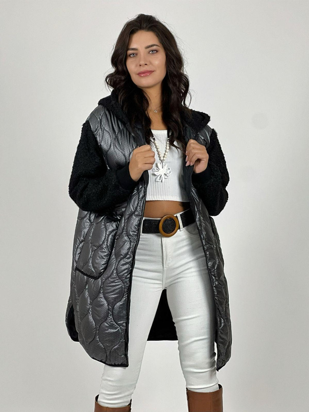 Parka Acolchada Metalizada con Chiporro