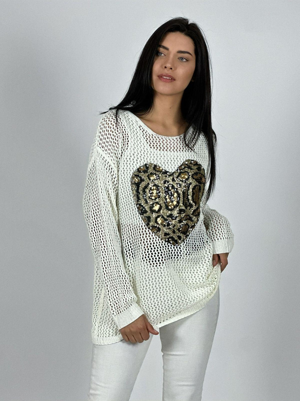 Polera Hilo Broderi Corazón Print