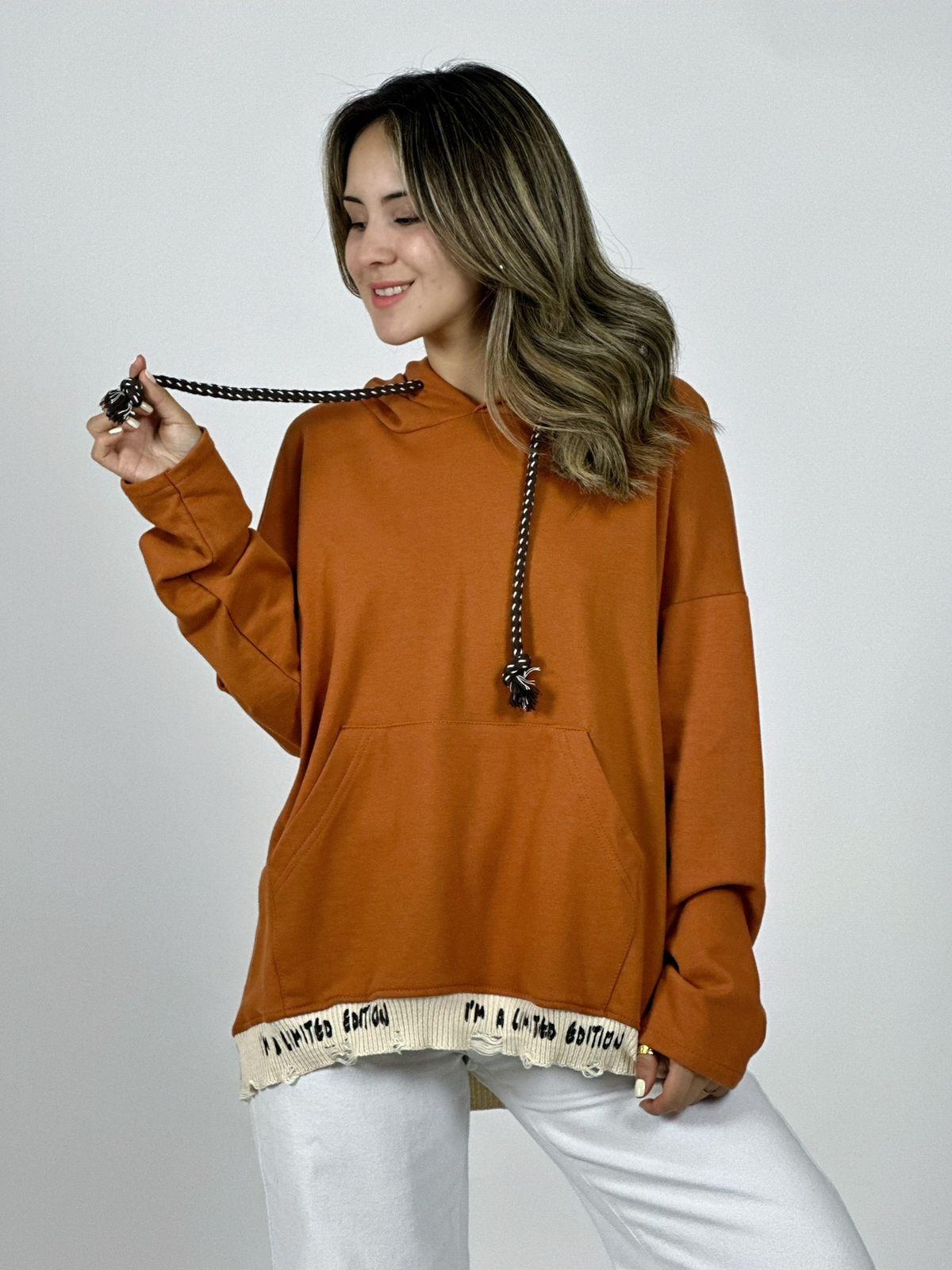 Polerón Italiano Algodón Afranelado Borde Letras