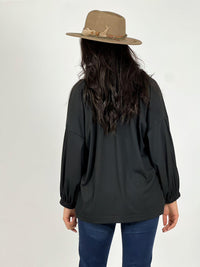 Blusa Cuello V Mangas Globo