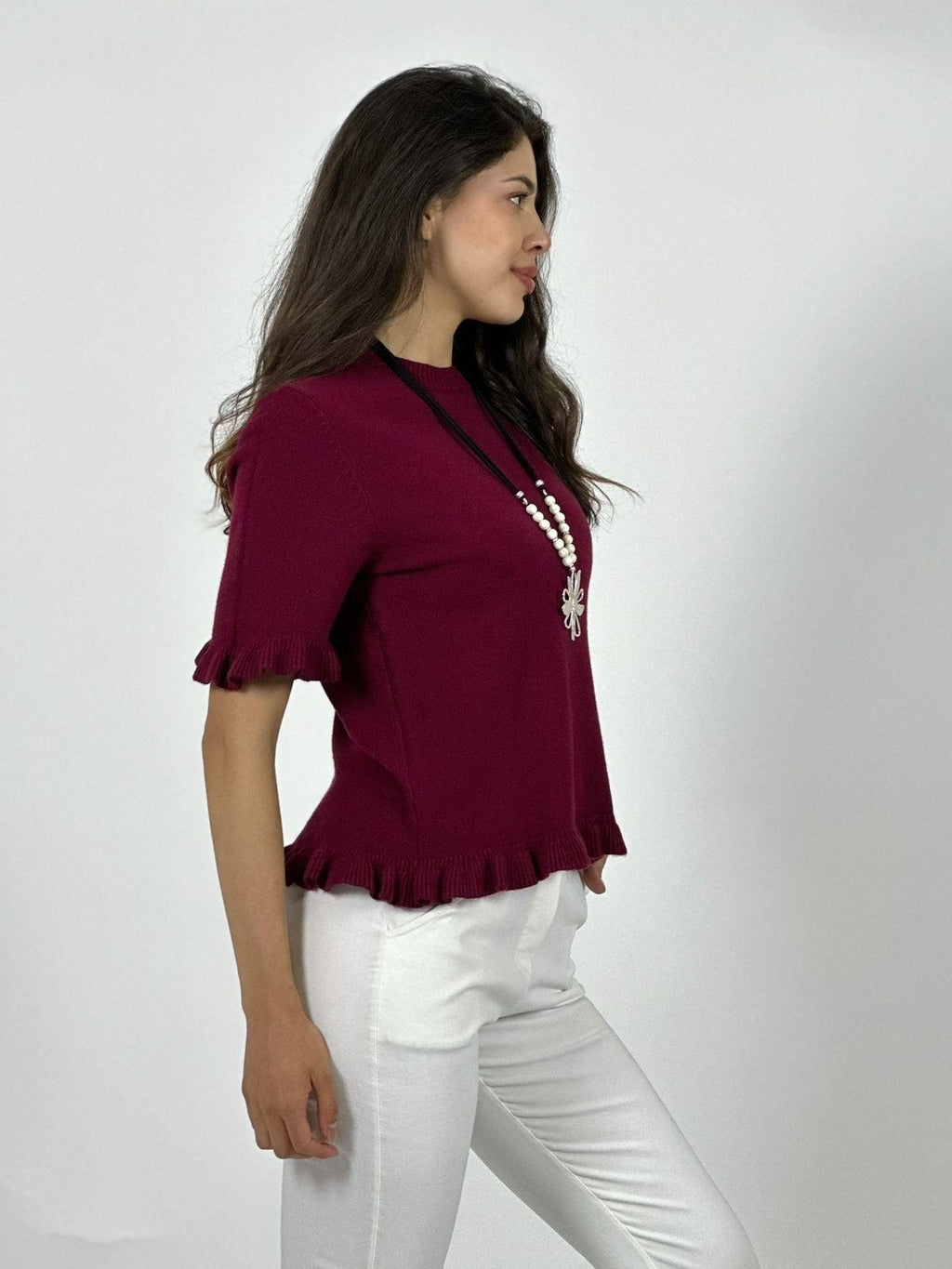 Sweater Spandex Manga Corta con Vuelos