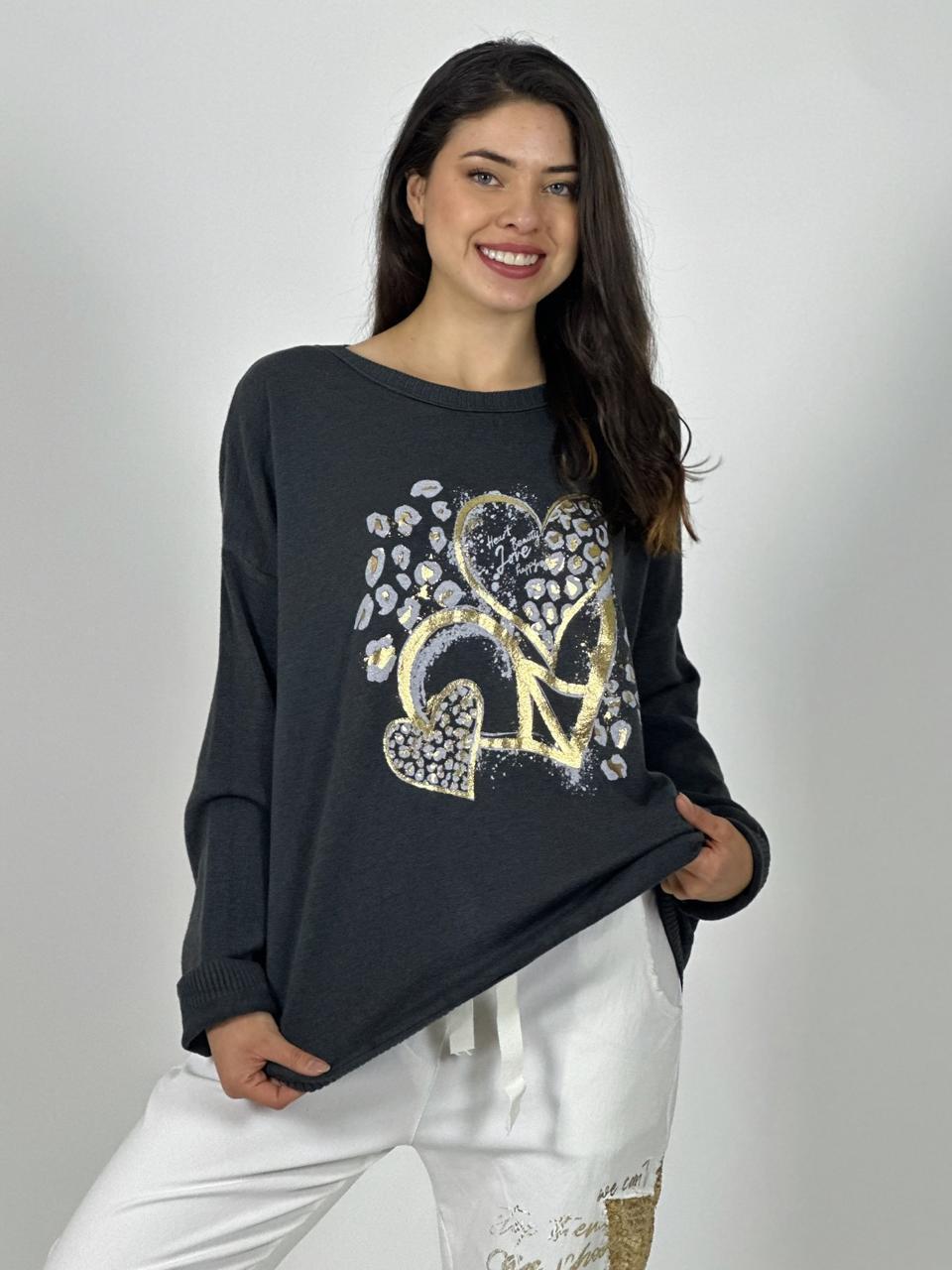 Polerón Italiano Triple Corazón Print