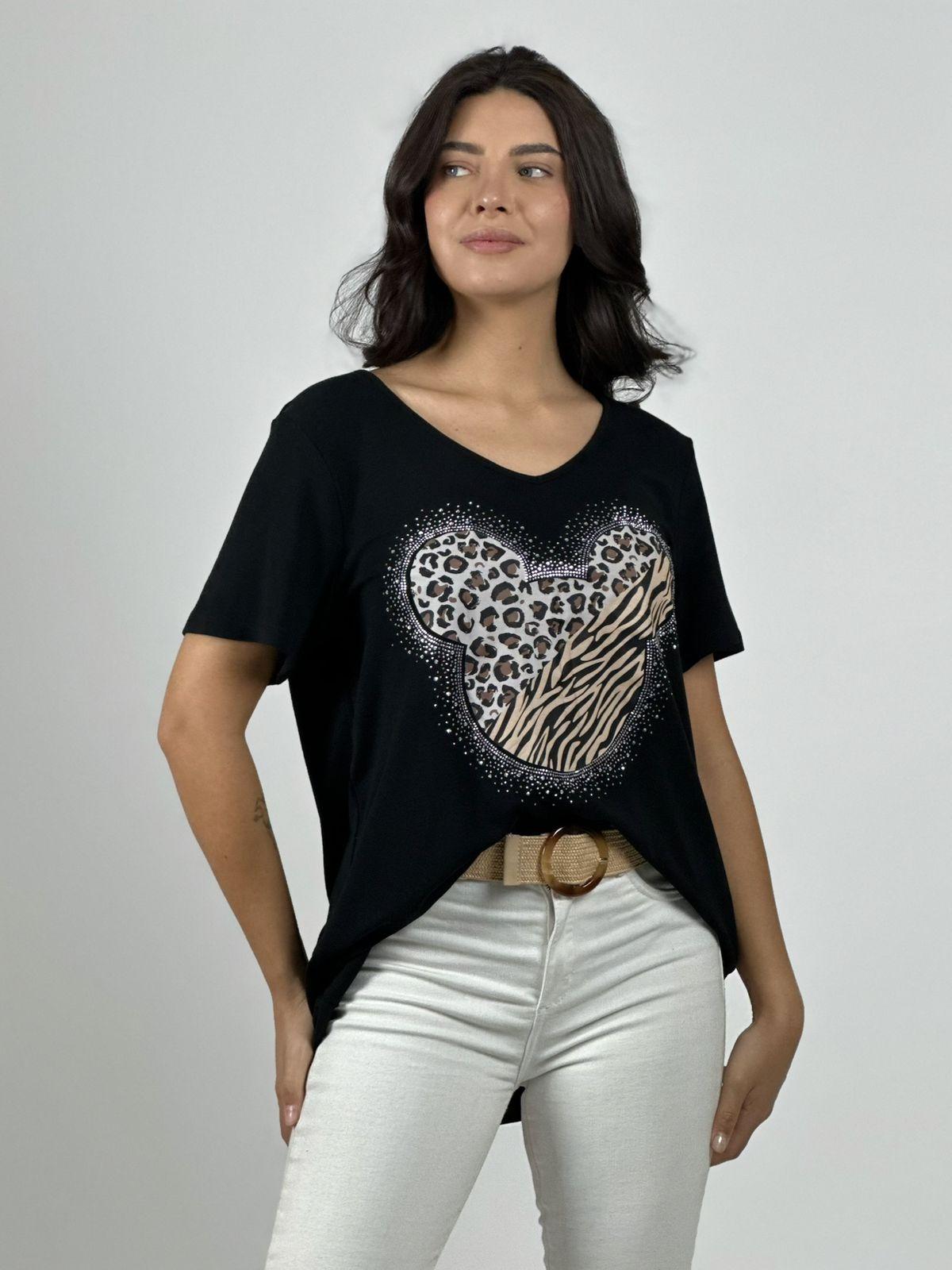 Polera Algodón Mickey Con Brillos