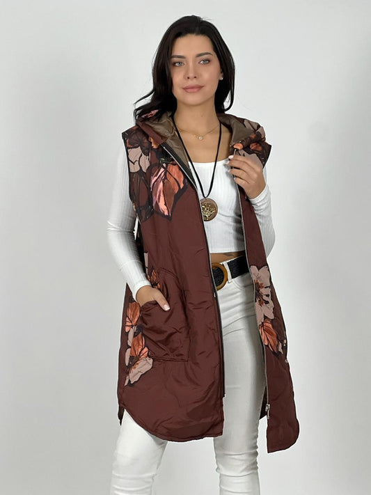 Parka Italiana Larga Diseño Flores