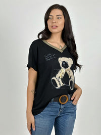 Polera Estampado Osito con Brillo