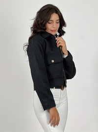 Chaqueta Paño Forrada Con Bolsillos