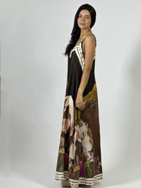 Vestido Flor Abstracta Bordes con Letras