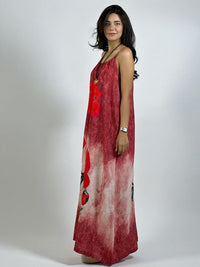 Vestido Mezclilla Delgada Con Flores Cayena