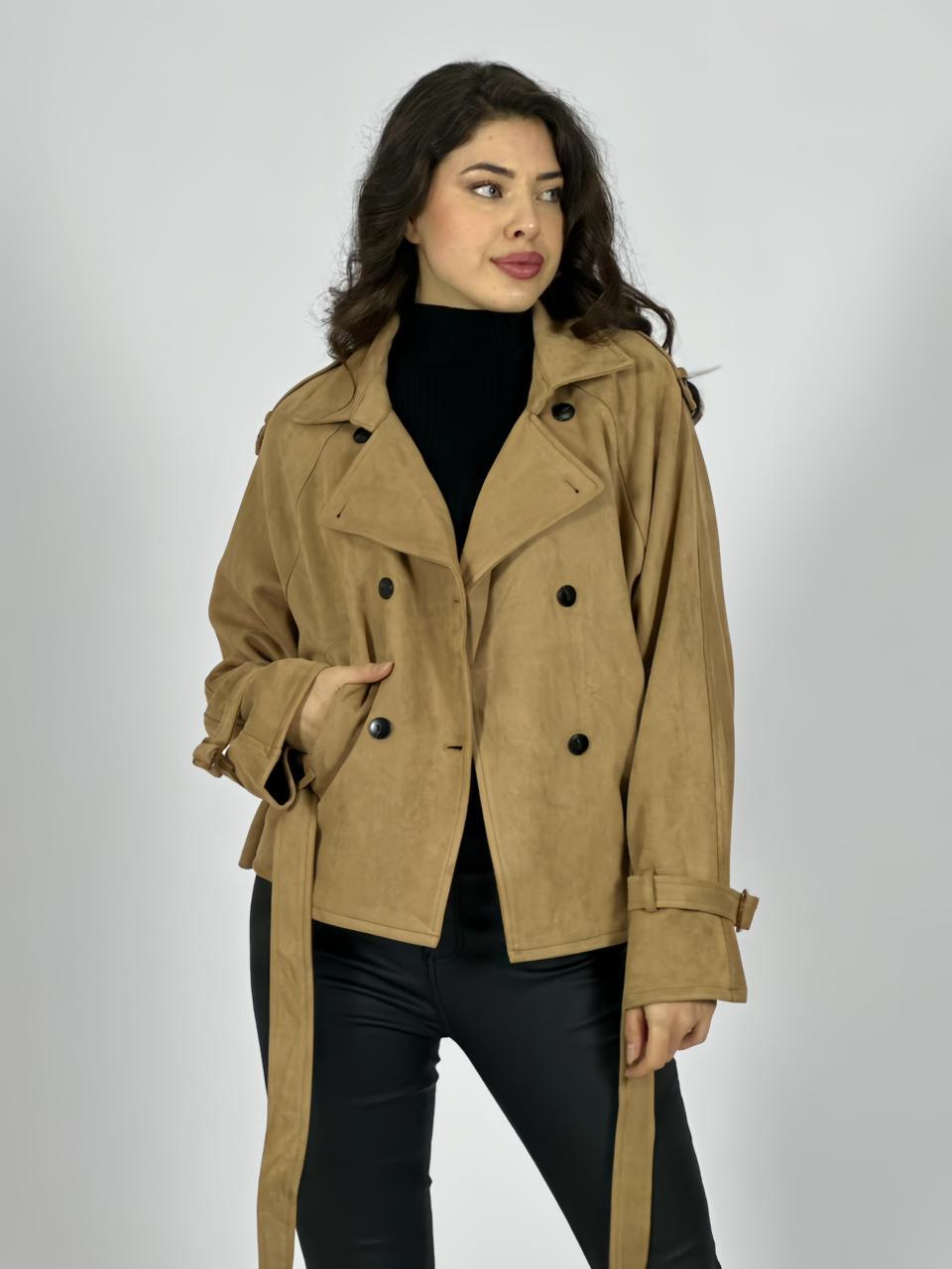 Chaqueta Gamuza 4 Botones con Cinturón