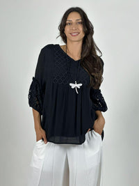 Blusa Mangas y Torso Encaje