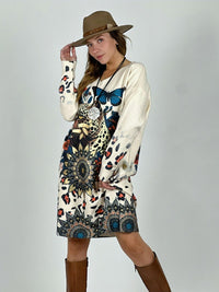 Vestido Lanilla Animal Print con Mariposas