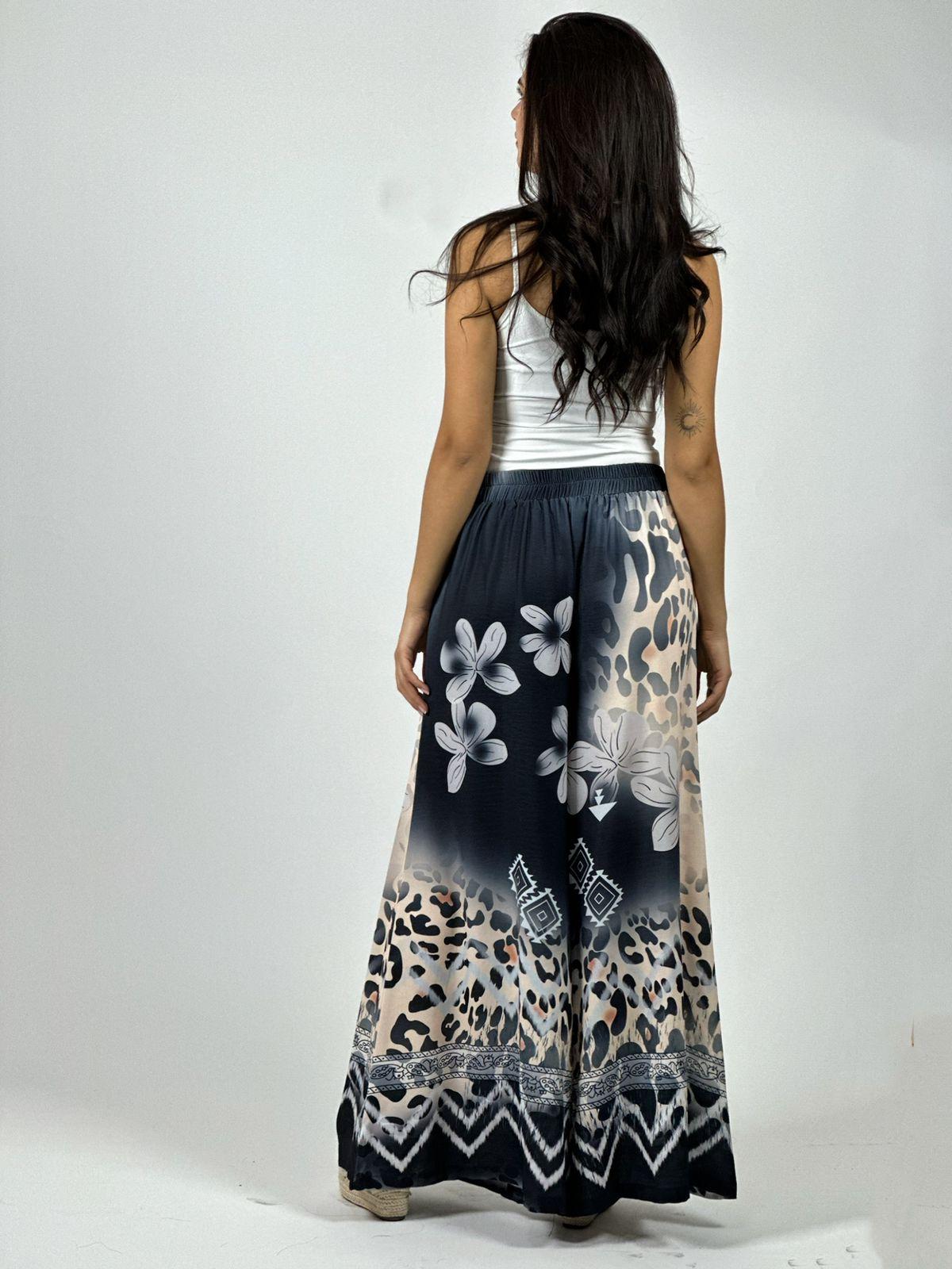 Palazzo Satin Boho Chic Print con Flores