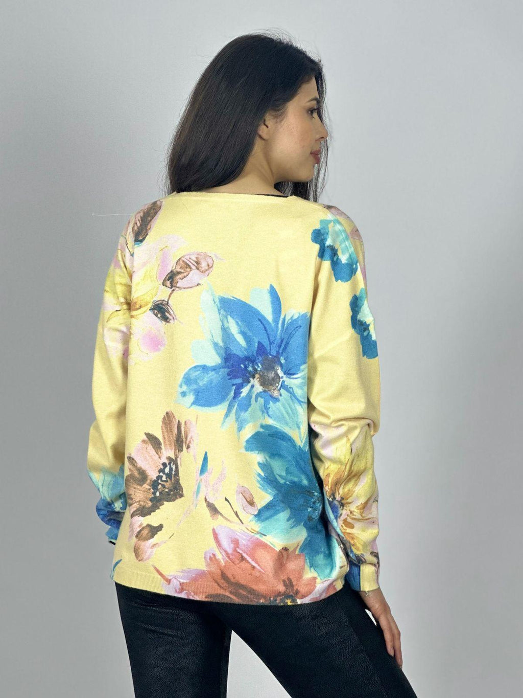 Sweater Spandex Estampado Floral con Brillo