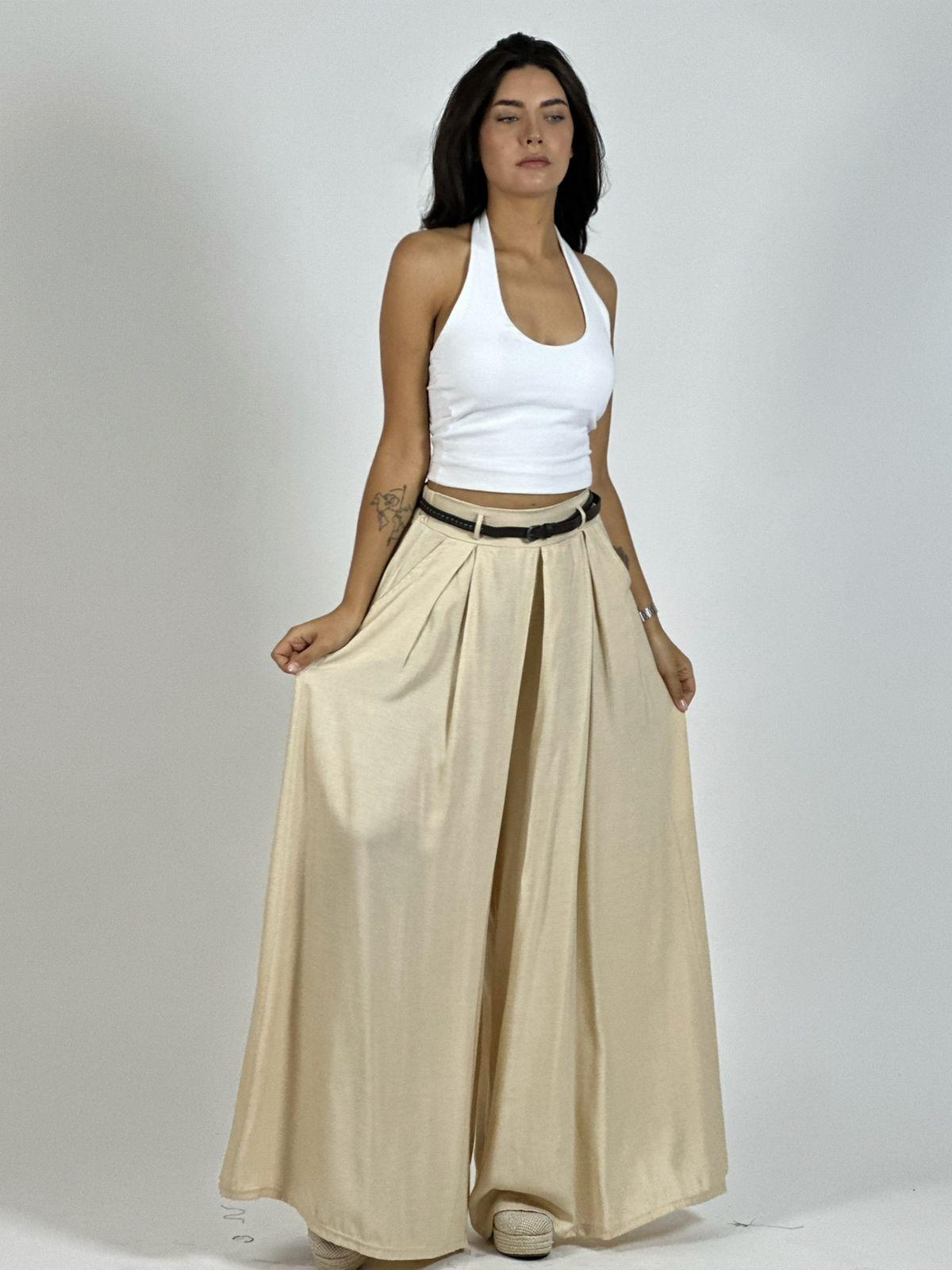 Palazzo Satinado con Cinturón