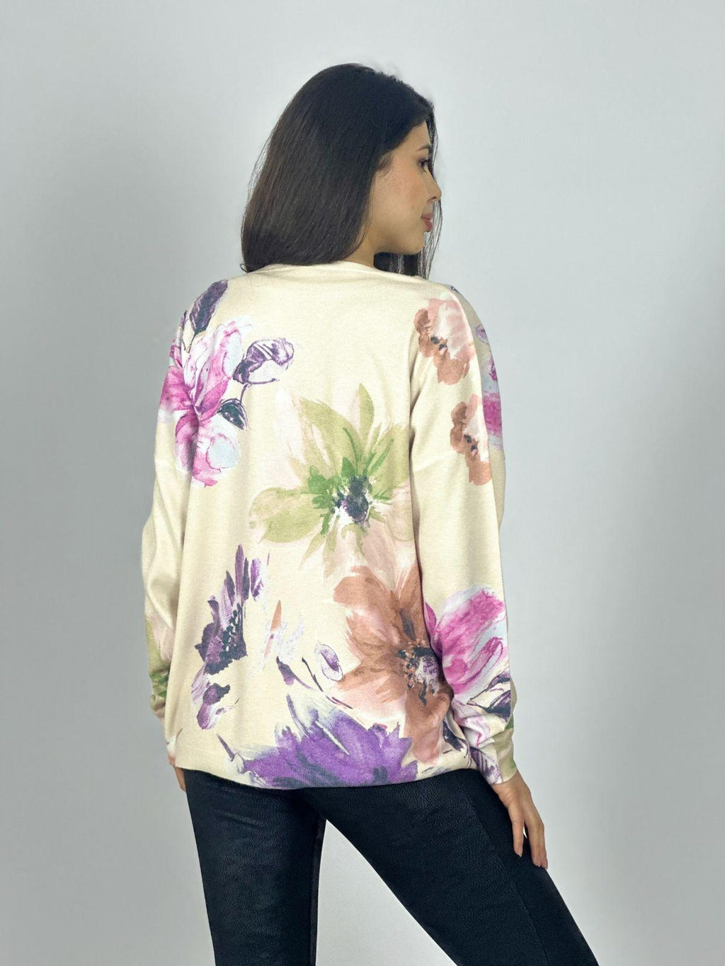 Sweater Spandex Estampado Floral con Brillo