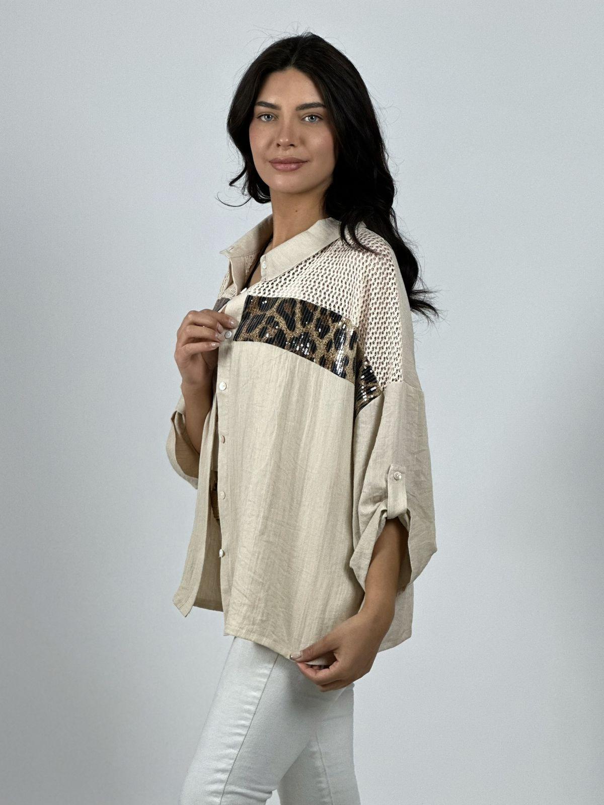 Blusa Lino Franja Print