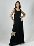 Vestido Lino Estrellas Tejidas con Brillos