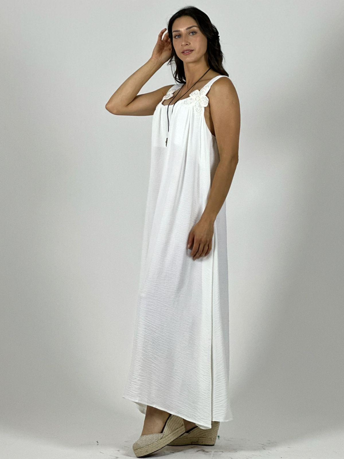 Vestido Crepé Tirantes Con Flores Brillantes