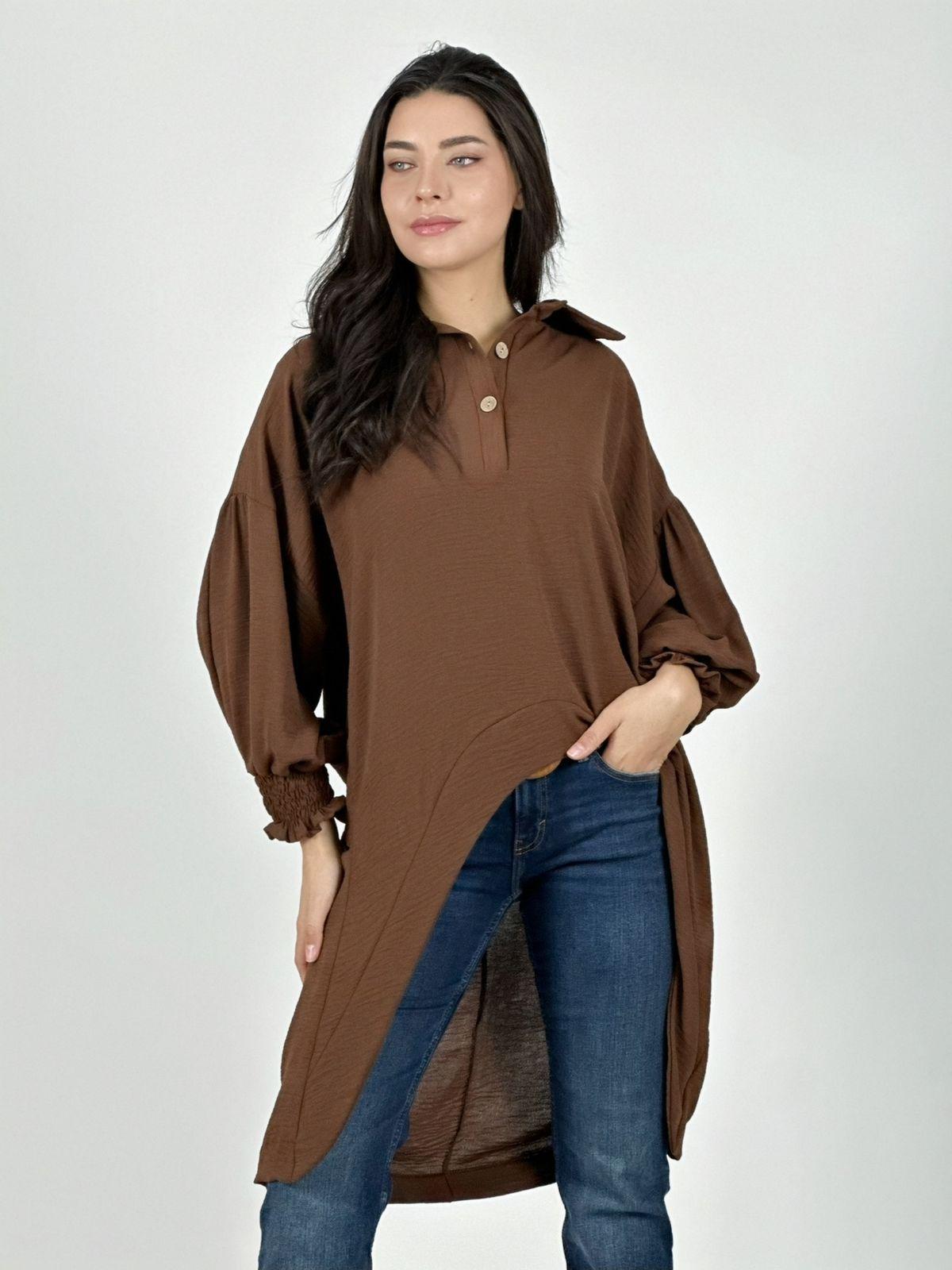 Blusón Camisero Tela Cey Con Botones