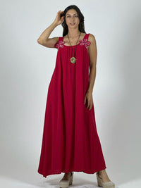 Vestido Crepé Tirantes Con Flores Brillantes