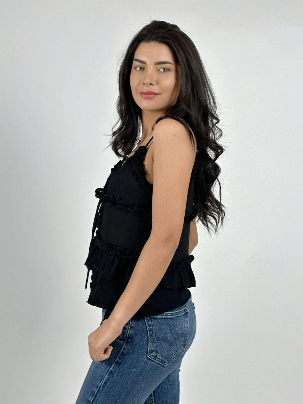 Polera Top Amarrado con Vuelitos