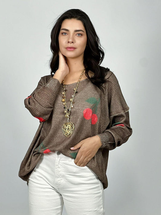 Sweater Italiano con Cerezas Estampadas