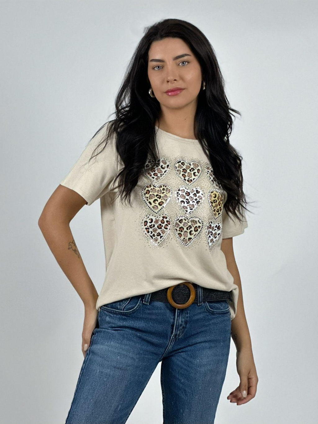 Polera Algodón Corazones Print