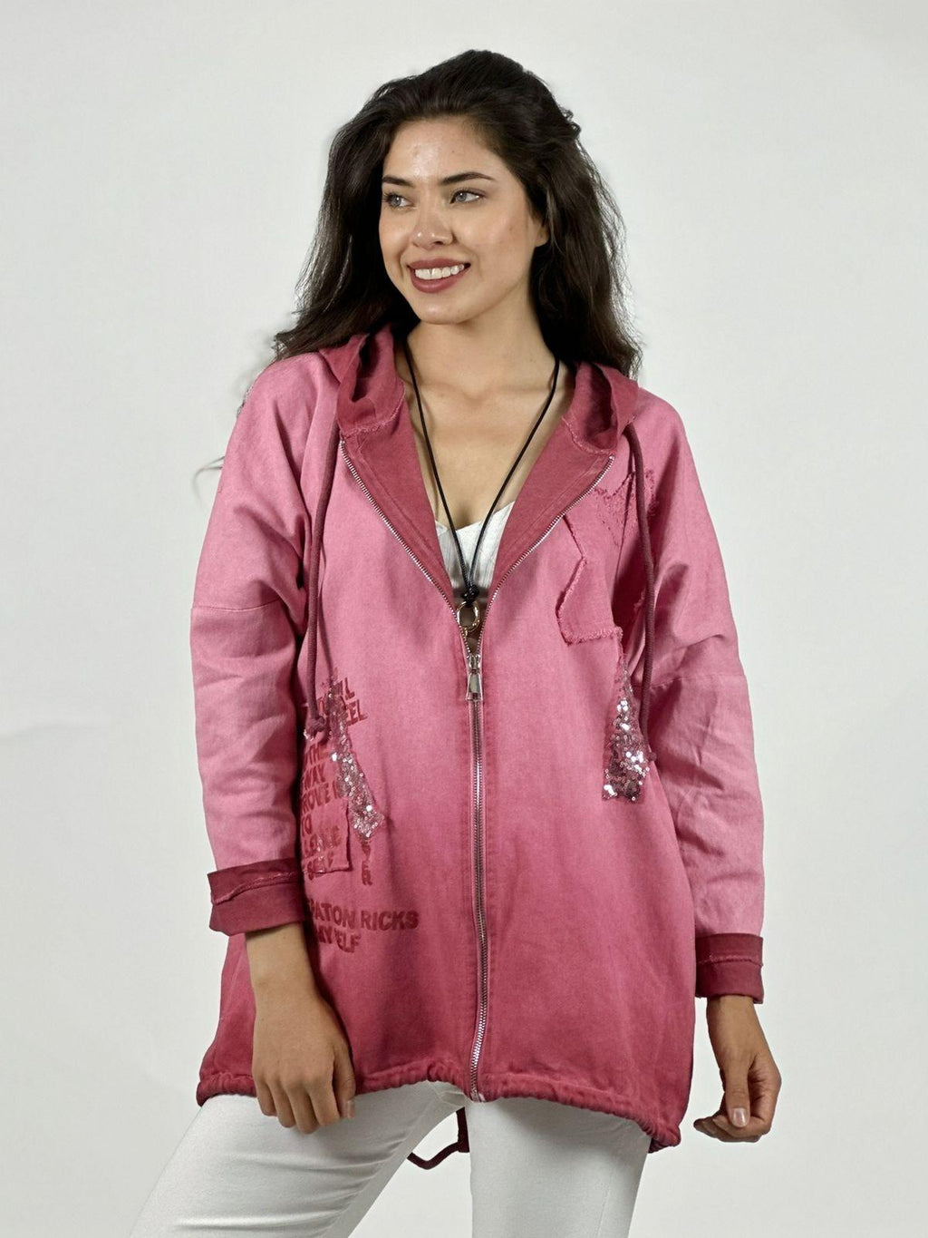 Polerón Algodón Con Cierre y Letras