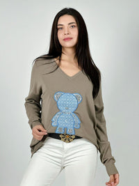 Sweater Spandex Diseño Osito Brillante