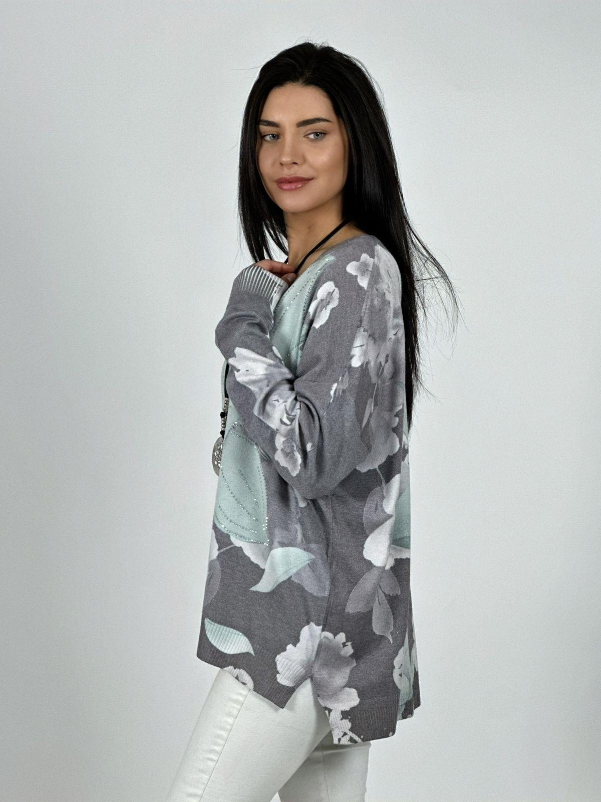 Sweater Spandex Flor de Loto Brillos