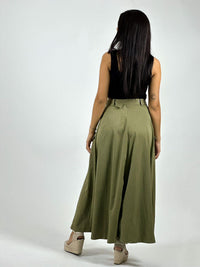 Falda Larga Con Cinturón y Cierre Abertura